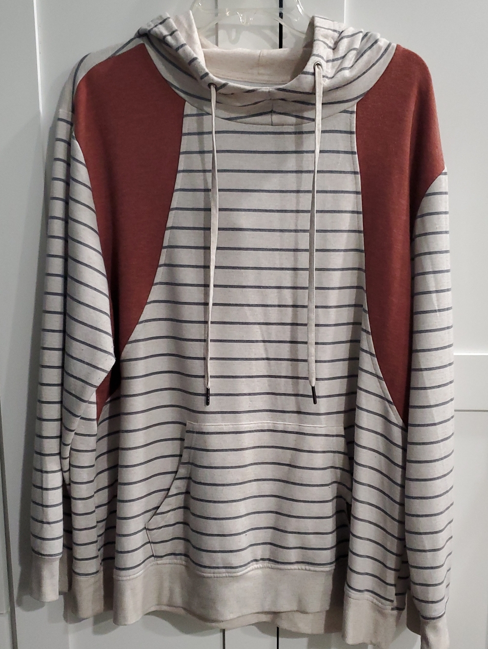 Maurices Striped Hoodie with Rust Accent